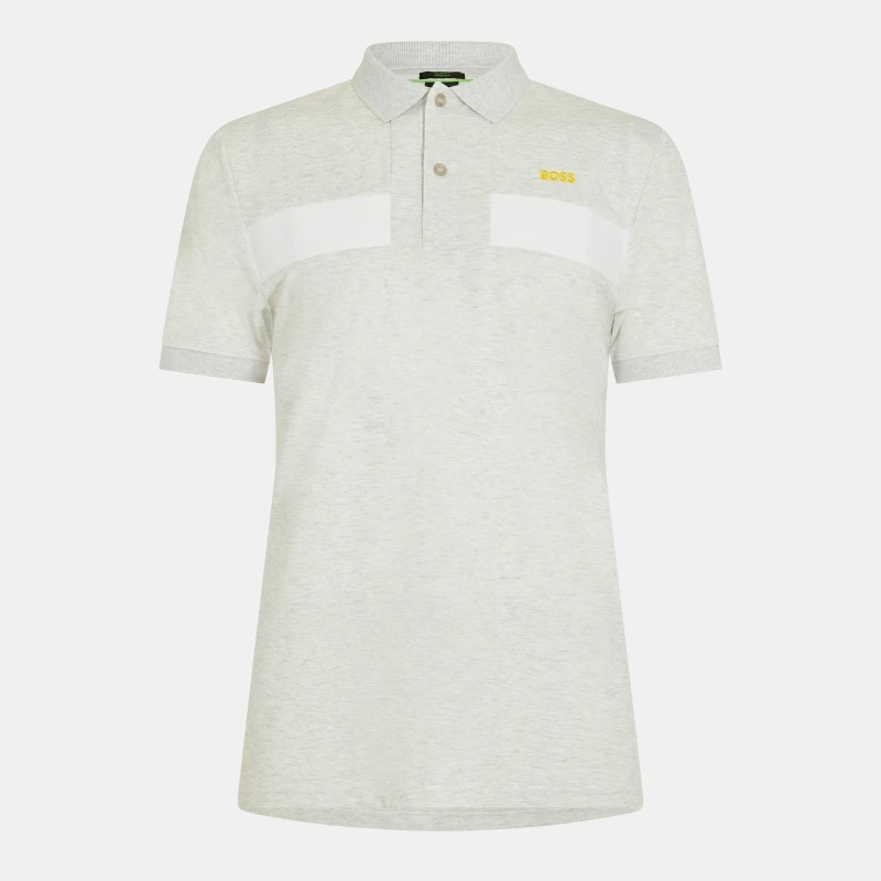 Image of Boss Mens HBG Paule 2 Polo Shirt with Striped Detailing Lt/Pstl Grey male M