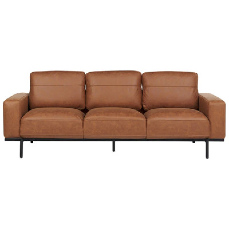 Image of Beliani Sofa 3 Seater Sovik Faux Leather Brown