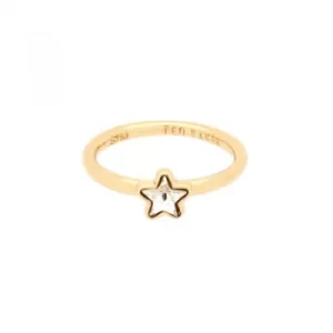 Image of Ted Baker Ladies Gold Plated Crystal Star Ring Size ML