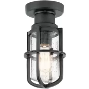 Image of Elstead Suri Outdoor 1 Light Porch , Pedestal Lantern, Textured Black, IP44, E27