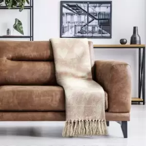 Image of Throw Blanket 100% Recycled Cotton Throwover, Tasseled, Blush