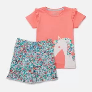 Joules Kids Jersey Shortss Pyjama Set - Butterfly Ditsy - 7 Years