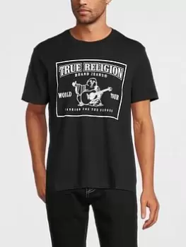 Image of TRUE RELIGION Relaxed Nu Brush T-Shirt - Black, Size XL, Men