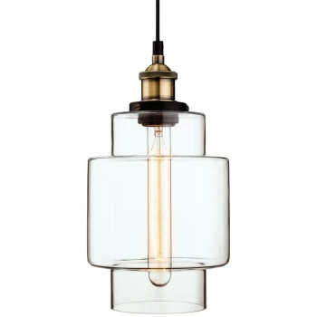 image of Firstlight - Empire - 1 Light Ceiling Pendant Antique Brass, Clear Glass, E27