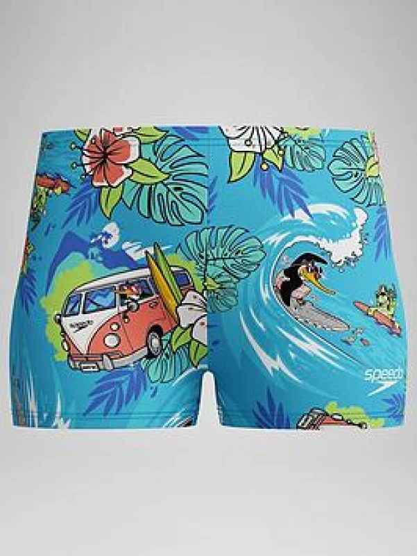 Image of Speedo Boys Learn to Swim Digital Allover Aquashort - Blue Blue 6 - 7 Years