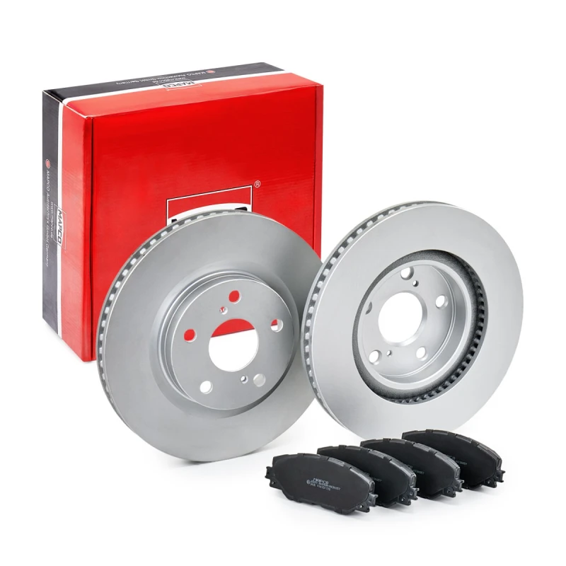 Image of MAPCO 47546 Brake disc and pads set Front Axle, Brake Disc Type: Vented, not prepared for wear warning indicator, with anti-squeak plate Brake Set,di