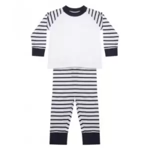 Image of Larkwood Baby Boys/Girls Striped Pyjamas (12-18 Months) (Navy/White)