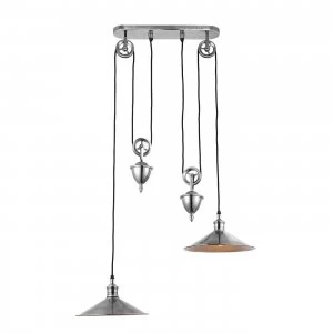 Image of 2 Light Dome Ceiling Pendant Antique Silver, E27
