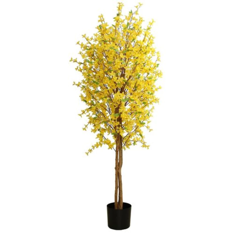 Image of Leaf 150cm Artificial Forsythia Tree Realistic Natural Large Yellow