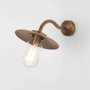 Image of 1 Light Outdoor Fisherman Dome Wall Light Antique Brass IP44, E27