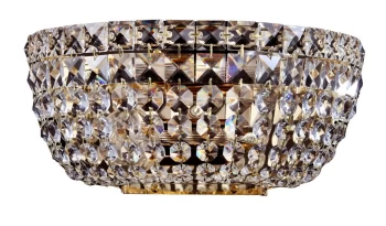 image of Basfor Flush Wall Lamp Gold Antique & Crystal, 2 Light, E14