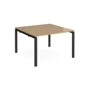 Image of Bench Desk 2 Person Rectangular Desks 1200mm Oak Tops With Black Frames 1200mm Depth Adapt