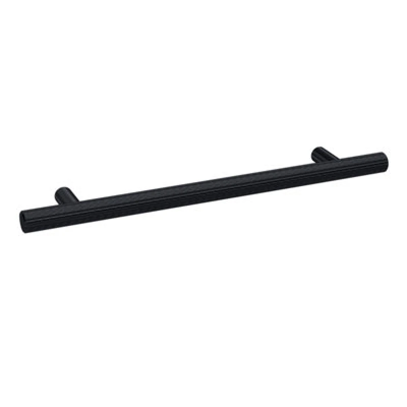 Image of Hudson Reed Lux Knurled Bar Handle, Centres Brass Built Modern Cabinet Drawer Furniture Handle With Fixings In Matt Black, 160mm
