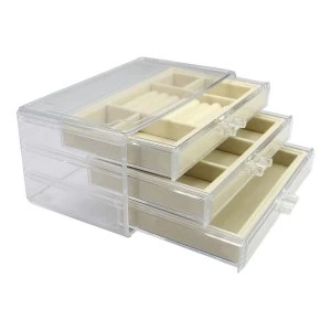 image of 3 Drawer Acrylic Jewellery Box Pukkr Cream