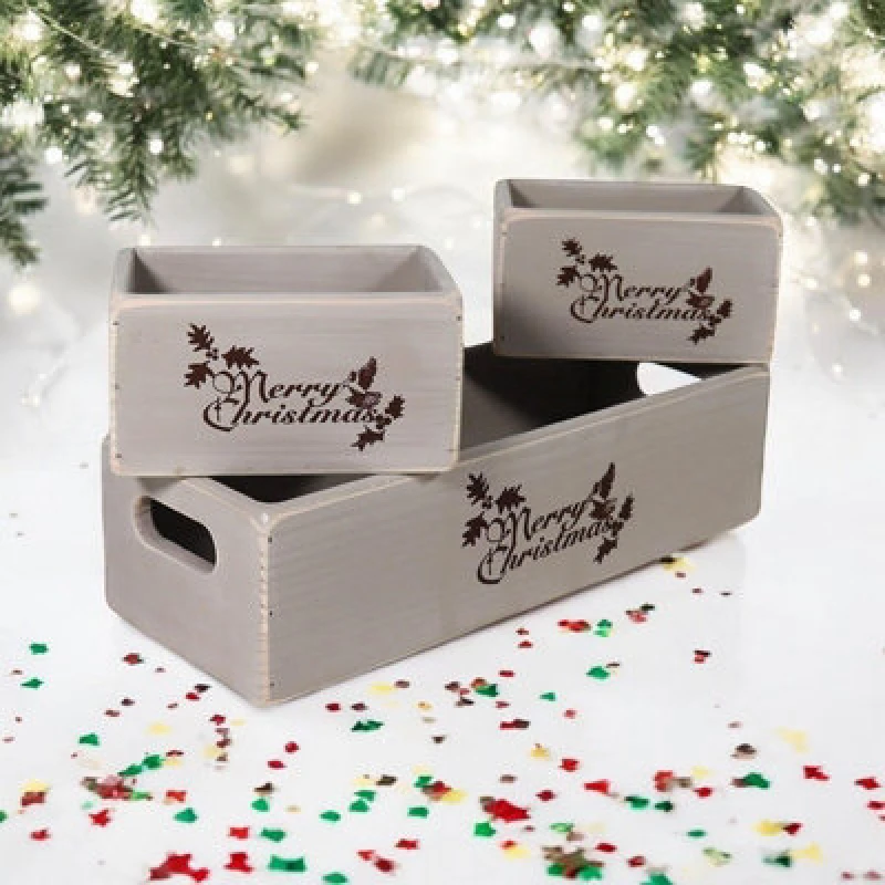 Image of Minster Wooden Boxes (Set Of 3) - Rustic Grey