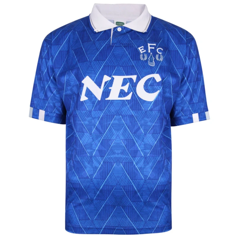 Image of Score Draw Everton 1990 Home Retro Football Shirt EVER90HPYSS-S S Mens Sportswear