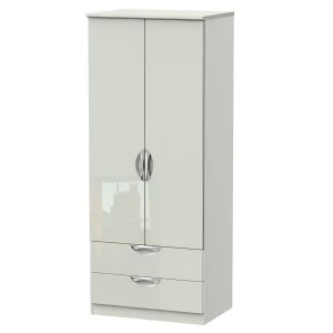 Image of Indices 2-Door, 2-Drawer Wardrobe - White/Grey