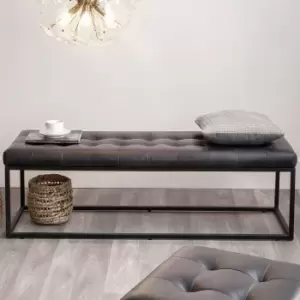 Image of Pacific Arlo Dining Bench, Leather Steeple Grey