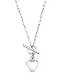 image of Simply Silver Sterling Silver 925 Puff Heart T Bar Necklace