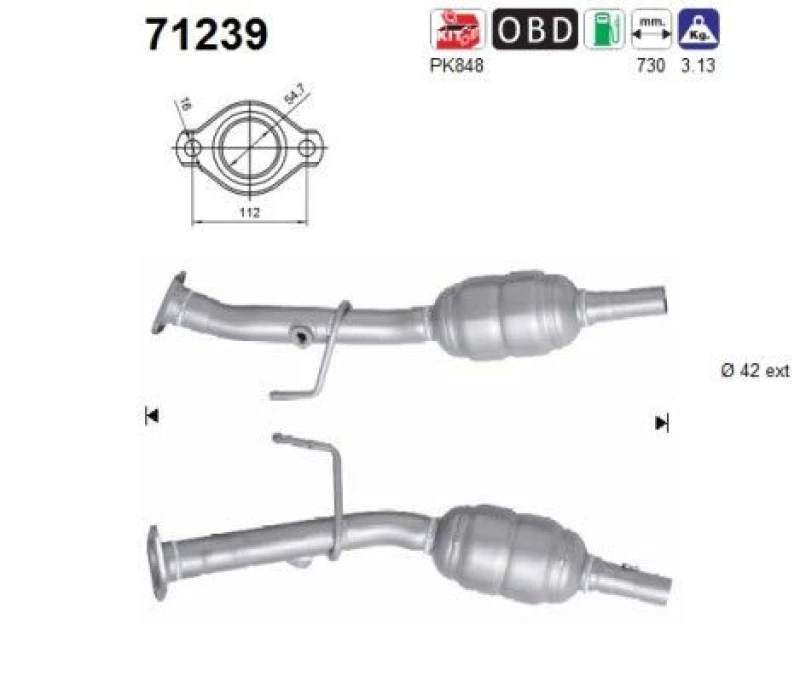 Image of AS Catalytic converter AS 71239