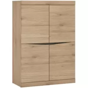 image of Kensington 4 Door Cabinet in Oak - Oak with dark Trim Melamine