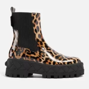 Image of Kurt Geiger London Patent Leopard-Print Leather Chelsea Boots - UK 3