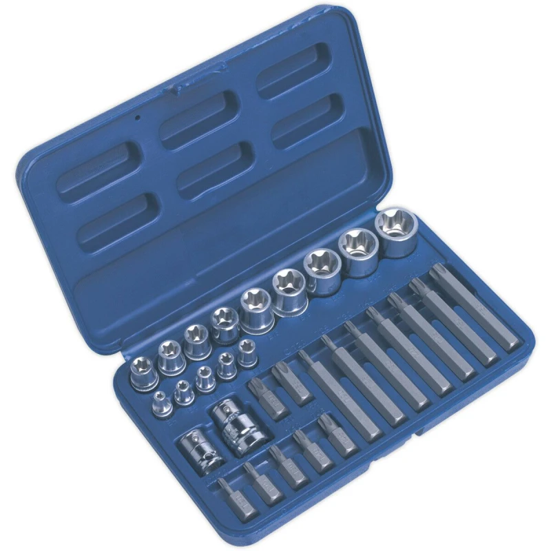 Image of Loops 30pc TRX Star Socket & Hex Bit Set - 1/4" 3/8" 1/2" Square Drive - Male & Female Multi