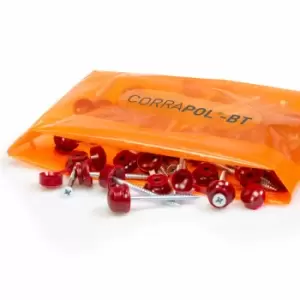 Image of Corrapol-BT 60mm Screw Cap Fixings (Pack Of 50) - Red