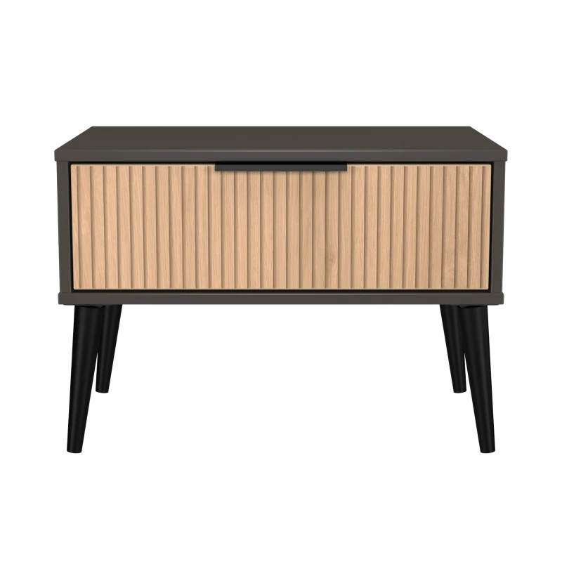 Image of Ready Assembled 2 U Fuji 1 Drawer Wide Side Table (Ready Assembled) in Grey Grey Unisex