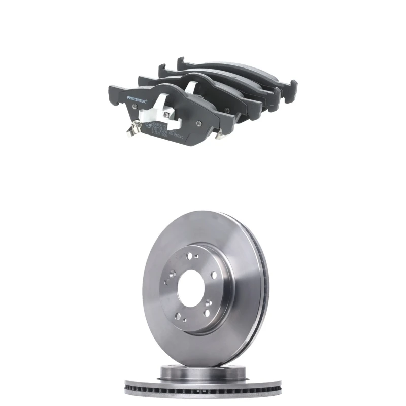 Image of RIDEX 3405B2823 Brake disc and pads set Front Axle, Brake Disc Type: internally vented, with acoustic wear warning Brake Set,disc brakes (3405)