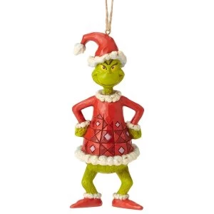 Image of Grinch Dressed as Santa Hanging Ornament