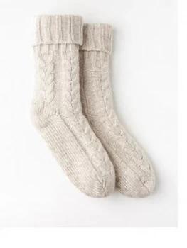 image of Mint Velvet Off-White Knit Slipper Socks