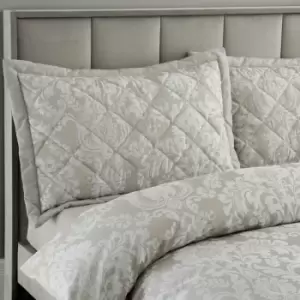 Image of Catherine Lansfield Classic Jacquard Damask Cotton Rich Oxford Pillow Sham, Natural