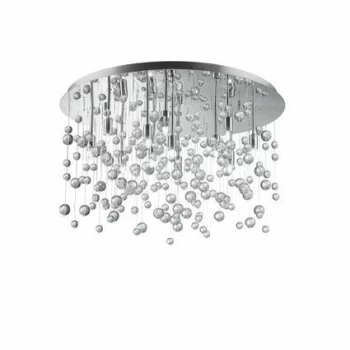 Image of Neve 12 Light Large Semi Blown Glass Bubbles Flush Ceiling Pendant Chrome, G9