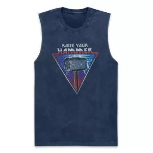 Image of Marvel Thor - Love and Thunder Raise Your Hammer Unisex Vests - Navy Acid Wash - L