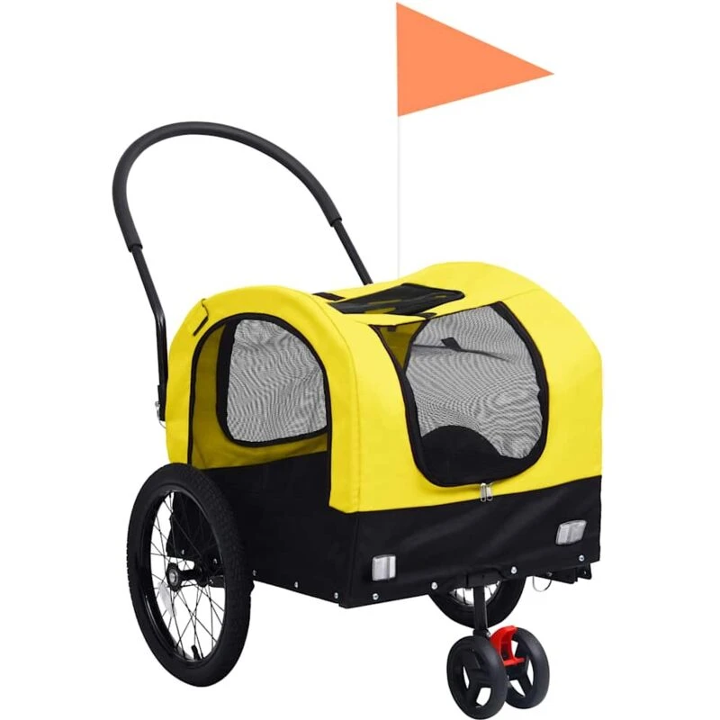 Image of VIDAXL Vidaxl - 2-in-1 Pet Bike Trailer & Jogging Stroller Yellow and Black 8719883868837