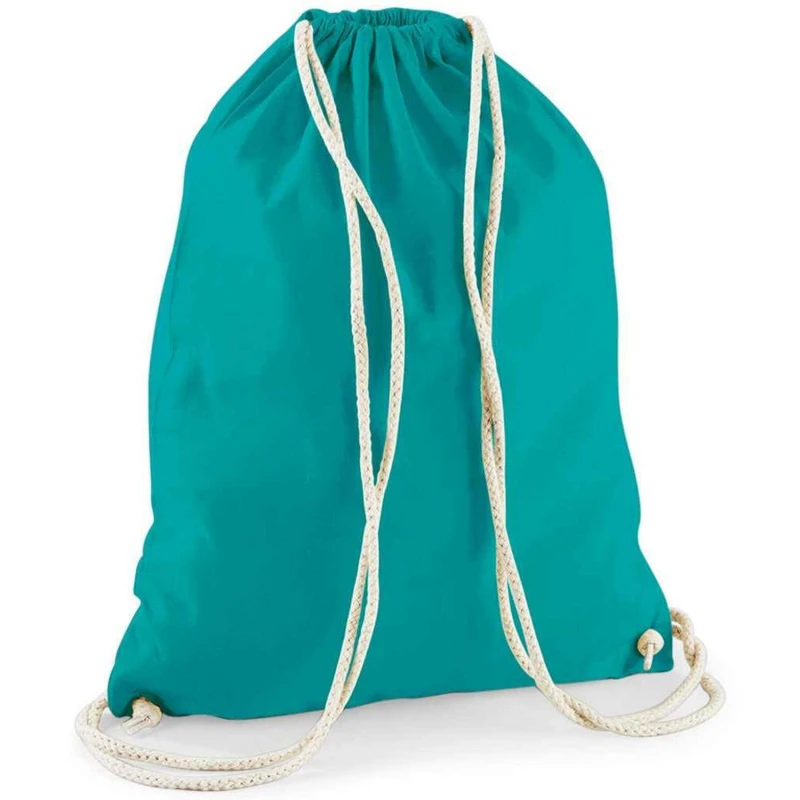 Image of Westford Mill Mens Cotton Drawstring Bag in Emerald Emerald Male