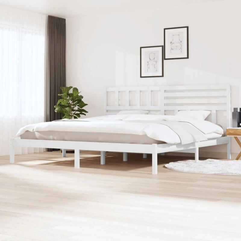 Image of VIDAXL Bed Frame without Mattress White 180x200cm Super King Solid Wood Pine Vidaxl 8720286960264