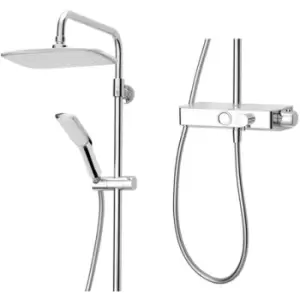 Image of Chrome Thermostatic Bar Mixer Shower Push Button Start + Stylish Shelf - Triton