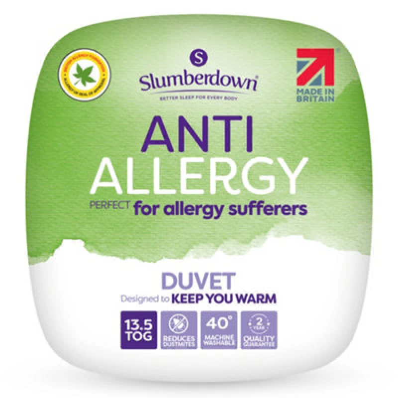 Image of Slumberdown Slumberdown Anti Allergy 13.5 Tog Winter Duvet in White Size: Single White Single Unisex 5012924060096