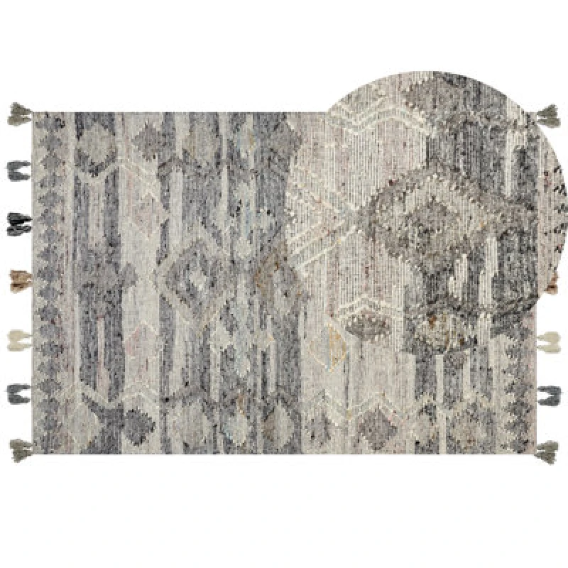 Image of Beliani Rug Aratashen Grey 160 X 230 Cm Wool Kilim