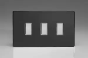 Image of Varilight 3-Gang Tactile Touch Control Dimming Slave for use with Multi-Point (formerly Eclique2) Master on 2-Way Circuits (Twin Pl - JDLES003S