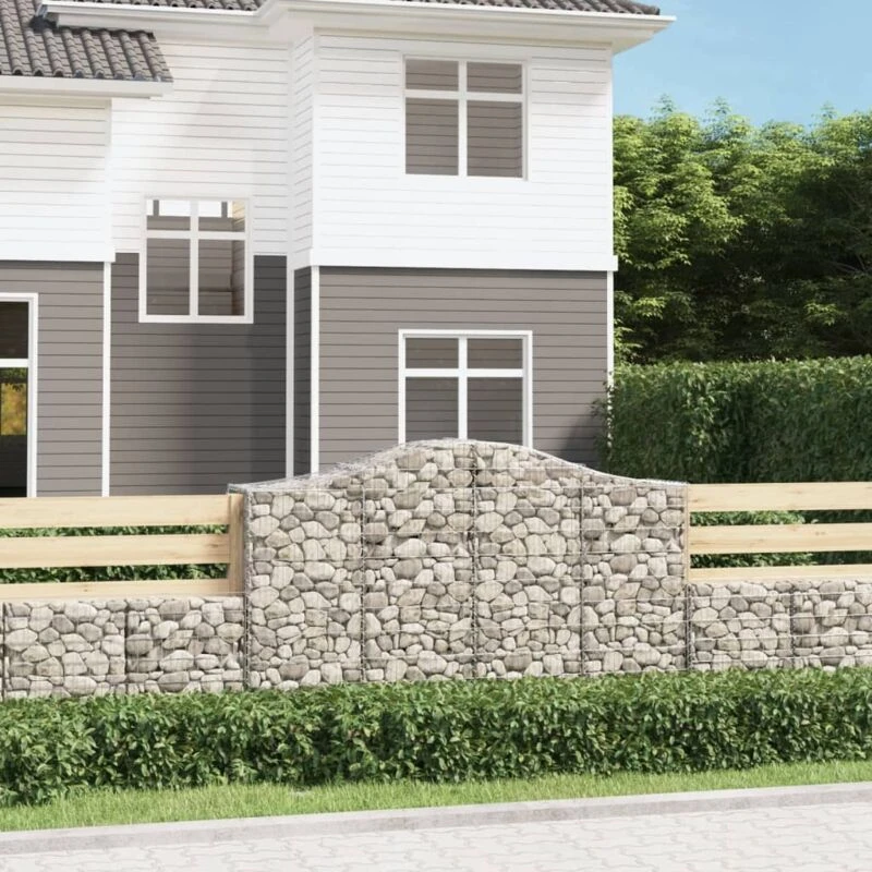 Image of vidaXL Arched Gabion Baskets 10 pcs 200x50x120/140cm Galvanised Iron, Silver 3145669