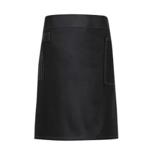 Image of Premier Unisex Adults Division Waxed Look Denim Waist Apron (One Size) (Black Denim)