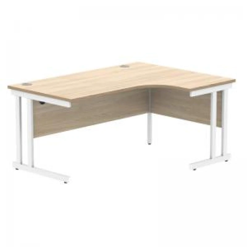 Image of Polaris Right Hand Radial Double Upright Cantilever Desk 1600x1200x730mm Canadian Oak/White KF822330