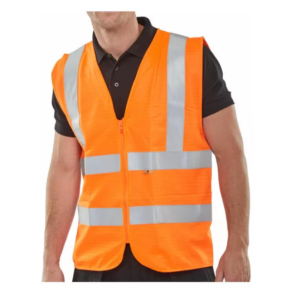 image of B SEEN Flame Retardant Vest Hi Vis Orange Medium