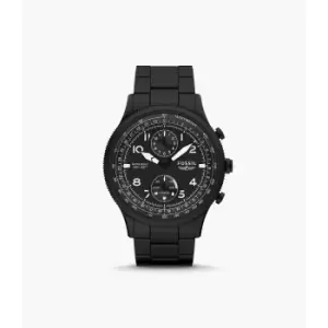 image of Fossil Mens Hybrid Smartwatch Retro Pilot Dual-Time Stainless Steel - Black