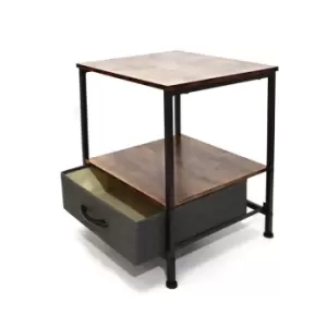 Image of FWStyle Industrial Style Side Table With Fabric Drawer
