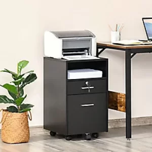Image of Vinsetto Mobile File Cabinet Lockable Documents Storage with 5 Wheels Black