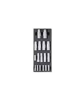 Image of Beta Tools T103 17pc 1/4 & 1/2" Drive Long/Deep Hex Socket Set Tray Roller Cab